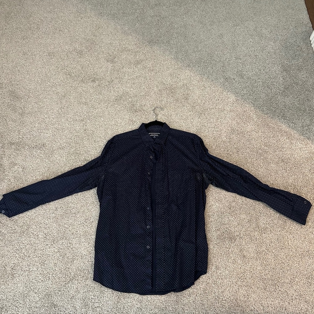Navy button up shirt size medium